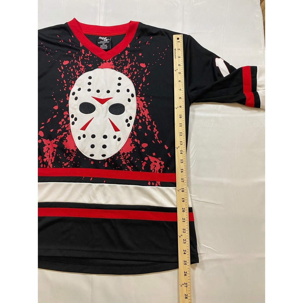 Friday the‎ 13th Jason Voorhees Hockey Jersey Black Red White Size S P - Picture 9 of 13